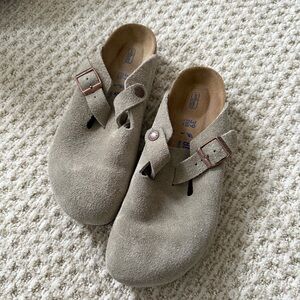 Birkenstock Boston Soft Footbed Clogs - Taupe - Size 39